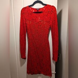 Red lace vintage Express dress XS
